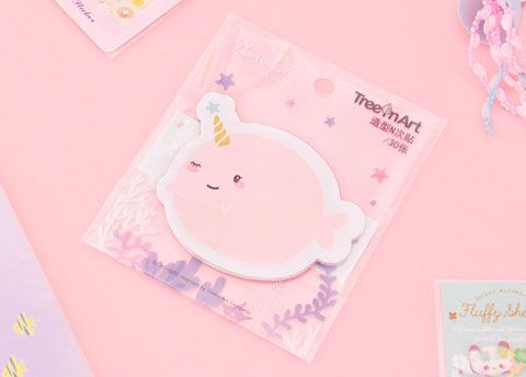 Puffy Narwhal Sticky Notes