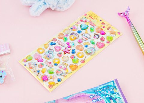 Glittery Animals & Jewels Puffy Stickers
